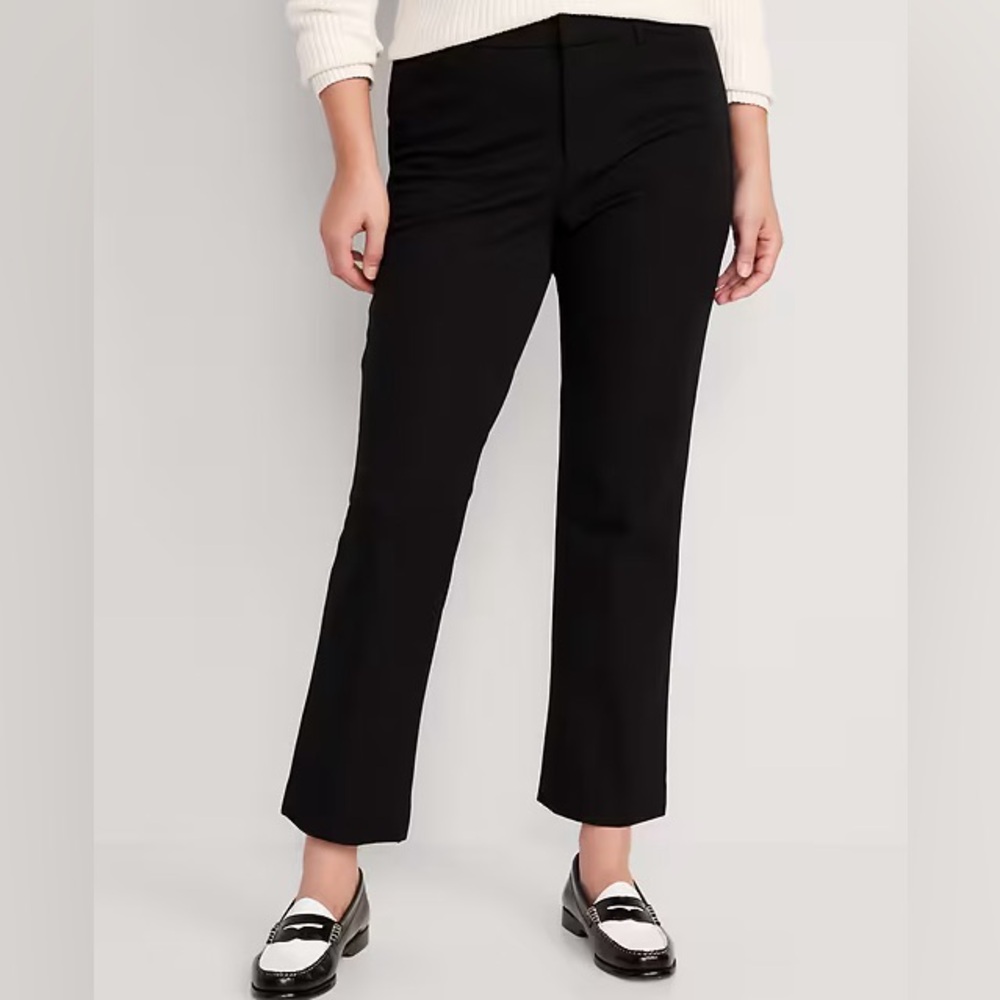 Old Navy Black & Gray High-Rise Pixie Straight Pants
